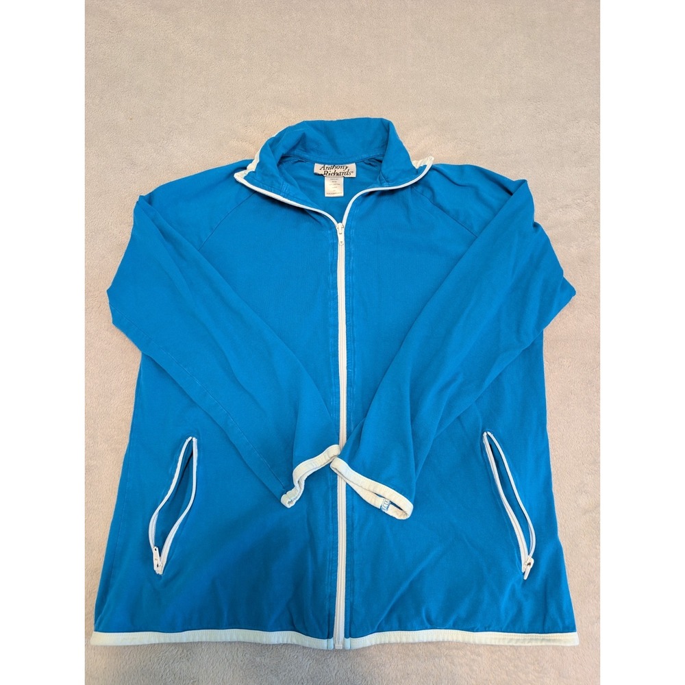 Anthony Richards Jacket Women Large Blue White Full Zip Activewear